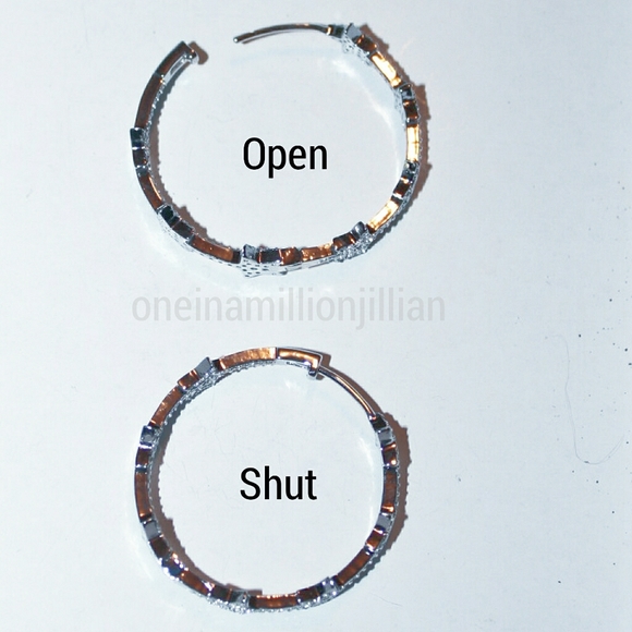 Trendy Pave Star Endless Hoop Earrings - Silver - Picture 7 of 8